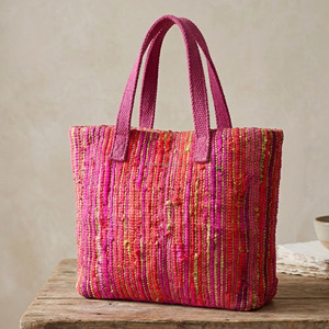 Bolsa de Playa de Algodón Tejida a Mano con Rayas, Ecológica, Reutilizable, para Compras, para Mujer, Bolsa para Ropa - Product Image 2