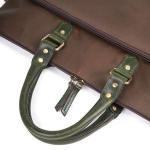 Genuine Leather Brown Large Capacity Laptop <b>Bag</b> Briefcase Crossbody <b>Computer</b> Handheld Business Travel <b>Bag</b> - Product Image 6