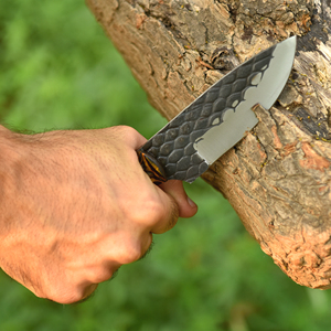 Couteau de chasse et de camping à lame fixe EDC, fabrication artisanale, acier 12c27, manche en bois Pakka, étui en cuir, ODM OEM - Product Image 2