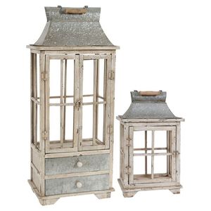 <b>Black</b> Iron <b>Lanterns</b> with Panels for Home Decoration - Product Image 5