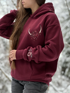 Sweat-shirt à capuche avec broderie florale motif fleurs de cerisier - Product Image 3