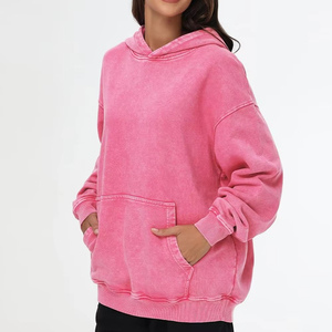 Cómodas sudaderas con capucha para mujer, antibacterianas, de alta demanda, con lavado ácido, antipilling, de secado rápido, últimas novedades en sudaderas con capucha para mujer con lavado ácido. - Product Image 3