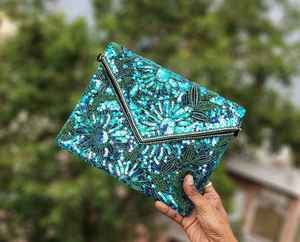 <b>Pink</b> Embroidery Beaded Envelope Clutch Wedding Festive Party Handmade Trending Sling Bag Boho Fashionable Women Evening Handbag - Product Image 3