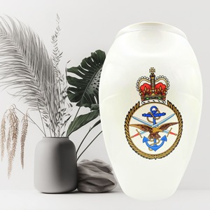 Urna Blanca Premium de Alta Calidad para Cenizas con Esmalte Impreso MOD, Capacidad de 200 Pulgadas Cúbicas, Estilo Americano - Product Image 2