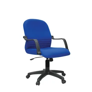 Chaise de bureau ergonomique KINSHA SCT-03-1, tissu bleu, accoudoirs fixes, pivotante, réglage manuel, dossier solide, base en plastique - Product Image 2