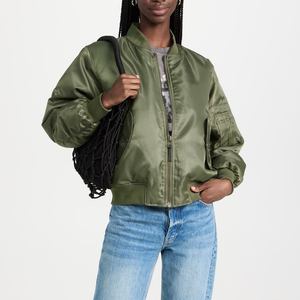 Chaquetas de Satén para Mujer al por Mayor, Color Sólido, Estilo Urbano, Cierre Frontal con Cremallera, Tallas Personalizadas - Product Image 4