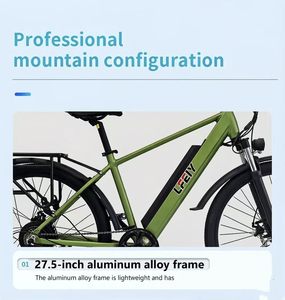 Bicicleta eléctrica deportiva de montaña de largo alcance con cuadro de aluminio de 27.5 pulgadas y batería de litio oculta de 36V 10AH - Product Image 5
