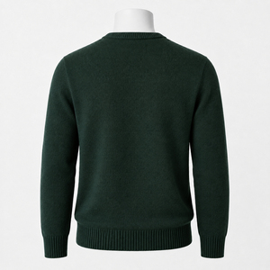 Pull en tricot vert uni pour homme, manches régulières, style automne - Product Image 3