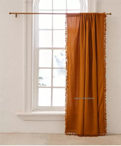 New Arrival Custom Made Cotton <b>Window</b> Curtain Modern Solid Tassel Valance Rod Pocket French Drapes Full Light Shading Home Decor - Product Image 6