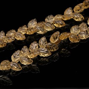 ลูกปัดพลอยซิทรินธรรมชาติรูปใบไม้ ลูกปัดพลอยซิทรินแกะสลักด้วยมือ ขนาด 10-11 มม. สำหรับทำเครื่องประดับ DIY อุปกรณ์เสริม - Product Image 4