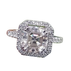 Moissanite Sterling Silver Asscher Cut <b>Ring</b> Beautiful Moissanite Asscher Cut Engagement <b>Ring</b> & Other Diamond <b>Ring</b> - Product Image 1
