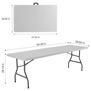 Tavolo da Picnic Pieghevole 8FT per Esterni, Tavolo da Pranzo Portatile in Plastica Semi-Pieghevole con Maniglia per il Trasporto - Product Image 2