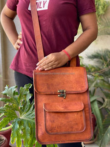 Mochila Vintage de cuero de cabra para hombre y mujer, bolso de mensajero de dos en uno, hecho a mano, Unisex - Product Image 2