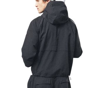 Chaqueta Cortavientos Ripstop para Hombre, Ligera, con Capucha y Puños Elásticos, Ropa Deportiva para Exteriores, Chaqueta de Moda en Negro - Product Image 6