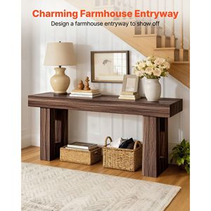 Mesa Consola Rústica de 63 Pulgadas, Mesa de Entrada Rectangular de Madera, Mesa Estrecha Larga para Sofá, Mesa Auxiliar Decorativa - Product Image 2
