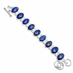 Pulsera clásica de plata 925 con lapislázuli, cadena con engaste de bisel, unisex, para uso diario, proveedor mayorista de joyería fina en EE. UU. - Product Image 1