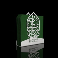 Decoraciones de Mesa para el Ramadán 2027, Servilletero Rectangular de Metal Hecho a Mano con Caligrafía Árabe Dorada, Estilo Iftar, Gran Venta