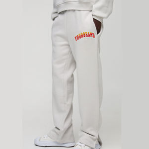 Plus Size <b>Men's</b> <b>White</b> Sweatpants Elastic Waist Right Leg Logo Printed Casual Style Midweight Knitted Cotton <b>Pants</b> - Product Image 4