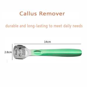 Lima profesional de acero inoxidable para pies, empujador de cutículas, eliminador de callos, herramienta rasuradora con 10 cuchillas de filo afilado y mango de plástico. - Product Image 2