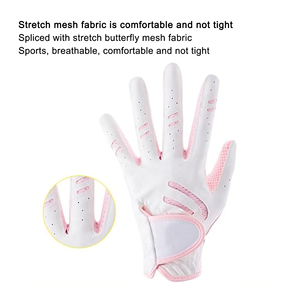 Guantes de Golf TERZO SPORTS para Hombre, de Cuero PU Rosa y Blanco, Transpirables, Antideslizantes, para Mano Derecha, con Cierre de Hebilla - Product Image 5