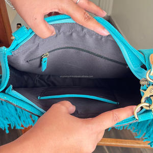 2025 New Large Capacity Fashionable Hand Tooled Suede Leather Fringe Crossbody Bag for Women's Custom Messenger Shoulder Handbag - Product Image 6