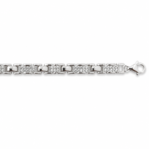 925 Sterling Silver Geometric Link <b>Anklet</b> with Cubic Zirconia High Polish Modern Chain Style Fine Jewelry for Women Daily Wear P - Product Image 4