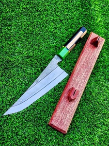 Cuchillo de Chef Hecho a Mano con Diseño Vikingo, Acero con Alto Contenido de Carbono, Mango de Resina y Madera, Estilo Industrial, Hoja de 8-9.9 Pulgadas, Ambidiestro - Product Image 2