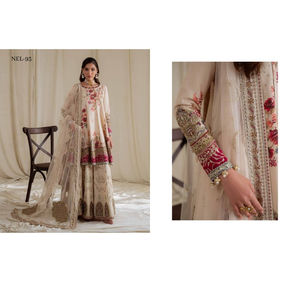 Ssumaira <b>Present</b> Omara festive <b>eid</b> collection by Nureh Embroidered Embellished silk & chiffon jacquard collection Anarkali - Product Image 3