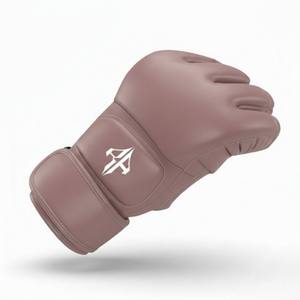 Gants de boxe pour hommes en cuir PU de haute qualité, fermeture au poignet de type lacé, demi-doigts/sans doigts, légers, couleur personnalisée - Product Image 2