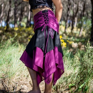 กระโปรงผ้าฝ้ายสไตล์โบฮีเมียนแบบสองสี ทรงเอซิมเมตริกชายระบายพลิ้วไหวสำหรับฤดูร้อน ราคาขายส่งสำหรับผู้หญิง - Product Image 1