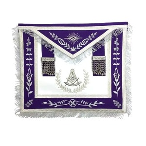 Étoile Unique pour Tablier Maçonnique avec Broderie Blanche et Franges Argentées, Accessoire Vestimentaire Formel MR-1009 - Product Image 1