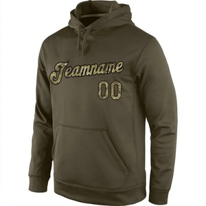 Custom Wholesale Olive Camo <b>Black</b> Hoodie Stitched Jersey Embroidery <b>Fleece</b> Pullover Breathable Team Sports Training Wear - Product Image 2