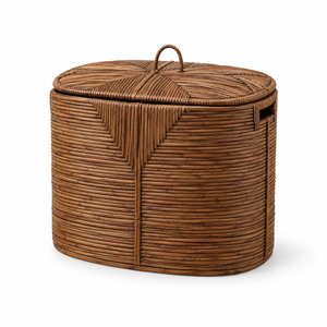 Panier à linge ovale en rotin naturel personnalisé avec couvercle, anti-poussière, résistant à l'eau, organiseur de vêtements, bac de rangement pour la cuisine - Product Image 3