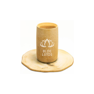Gobelet réutilisable en bambou naturel de qualité supérieure, écologique, bleu lotus vintage, pour café, thé, eau et exportation - Product Image 1
