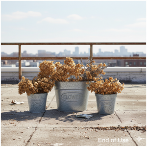 Lot de 3 seaux galvanisés style ferme, seaux métalliques gris foncé, seaux à fleurs galvanisés, jardinières décoratives en étain pour intérieur et extérieur - Product Image 4