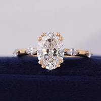 Anillo de Compromiso con Diamante Ovalado Cultivado en Laboratorio, Certificado por IGI, con Piedras de Acento Marquise de 0.35ct VS1, Diseño Vintage, Plata 925