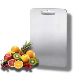 Tabla de cortar de acero inoxidable, rectangular, antideslizante, fácil de limpiar, duradera, no tóxica, tabla de cortar para cocina - Product Image 1
