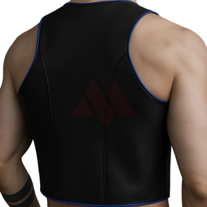 Gilet en cuir pour homme, noir, en peau d'agneau, sans manches, ouvert sur le devant, avec ou sans capuche, options de passepoil contrasté, en peau d'agneau souple, taille personnalisée - Product Image 3