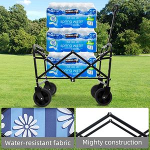 Minimeetall Collapsible Foldable Wagon Cart Colorful Beach Utility Grocery Cart Strapping System for <b>Camping</b> for Outdoor - Product Image 3