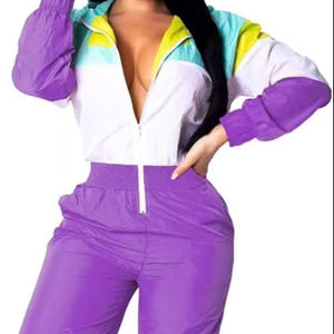 Survêtements streetwear oversize personnalisés pour femme : coupe-vent d'été en nylon avec fermeture éclair et pantalon - Product Image 1