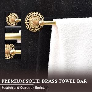 Nouveau design de porte-serviettes de base florale en laiton doré accessoires de quincaillerie de salle de bain tige de serviette dorée BWH-29 de gros - Product Image 2