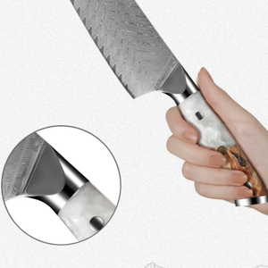 Couteau de chef en acier Damas 8-9,9 pouces, forgé à la main, style japonais, manche en bois de résine, finition satinée, couteau de cuisine, fabricant OEM - Product Image 3