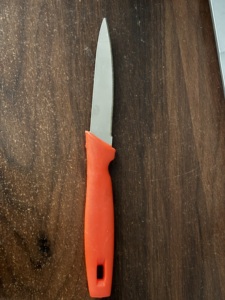 Cuchillo de Cocina con Hoja de Acero Inoxidable, Mango de Plástico, Diseño Vintage Naranja, Duradero, para Mano Derecha, Extra Afilado - Product Image 3