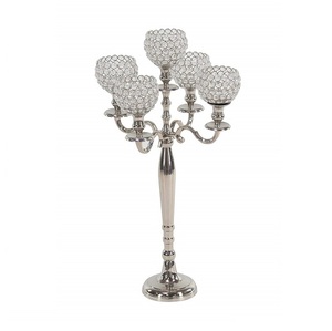 Gold 5 arm crystal votive candelabra aluminium candle holder <b>tea</b> <b>light</b> candle stand decorative candlestick holder luxury wedding - Product Image 3