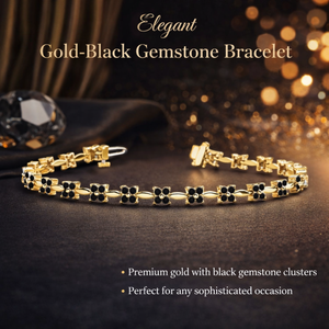Bracelet tennis en diamant noir véritable en or jaune |   Bracelet élégant clouté pour femmes, bijoux de mariage, de fiançailles et d'anniversaire - Product Image 3