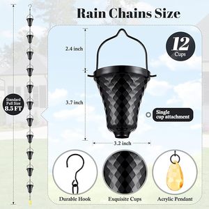 Chaîne de pluie décorative en fer forgé au design tendance pour balcon, drainage de l'eau de pluie et affichage extérieur rustique - Product Image 2