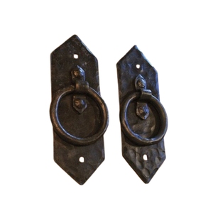 Pomo de puerta vintage de metal negro, tirador de anillo negro mate, pestillo de hierro fundido resistente, manija de tracción para portones de madera - Product Image 6