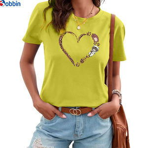 White <b>Top</b> For Girl's Breathable Summer Women's Valentine's Day Printed Casual Leopard Print Cute Cat Footprints <b>Heart</b> Graphic - Product Image 4