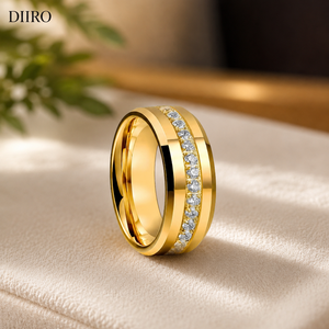 Anillo de Compromiso de Oro Amarillo de 14K con Diamante Brillante de Corte Redondo, Anillo de Boda Unisex, Joyería Clásica de Moissanita - Product Image 3