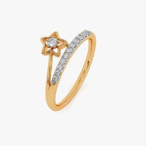 แหวนเพชรชุบเงิน NAVKAR DIAMONDS ดีไซน์รูปดาว เพชรทรงบริลเลียนท์ เพชรเพาะเลี้ยงในห้องปฏิบัติการ เครื่องประดับหมั้นสุดหรู โมอิสซาไนต์ - Product Image 1